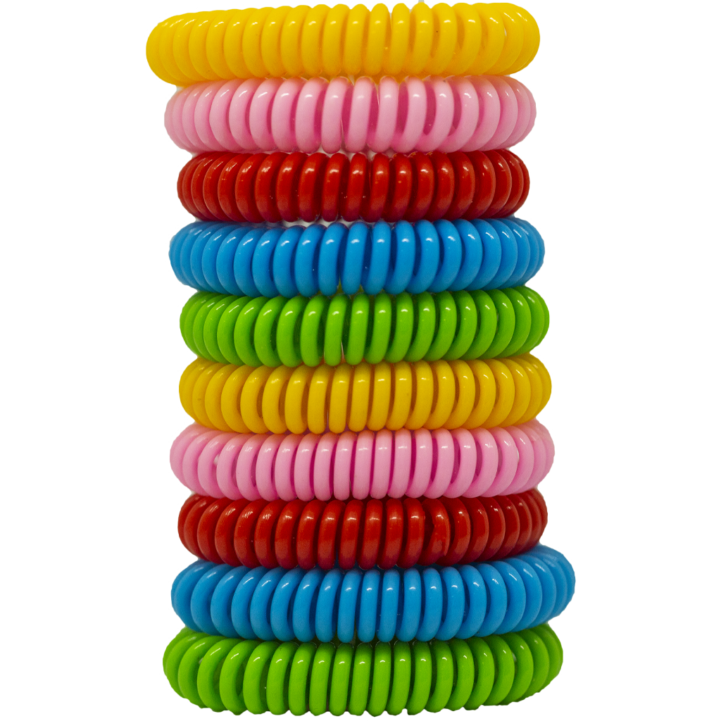 The ECOPOWER SPORTS, bugs repellent comes with 10 units in the sealable bag, in five colours, Green, yellow, blue, pink, and red.