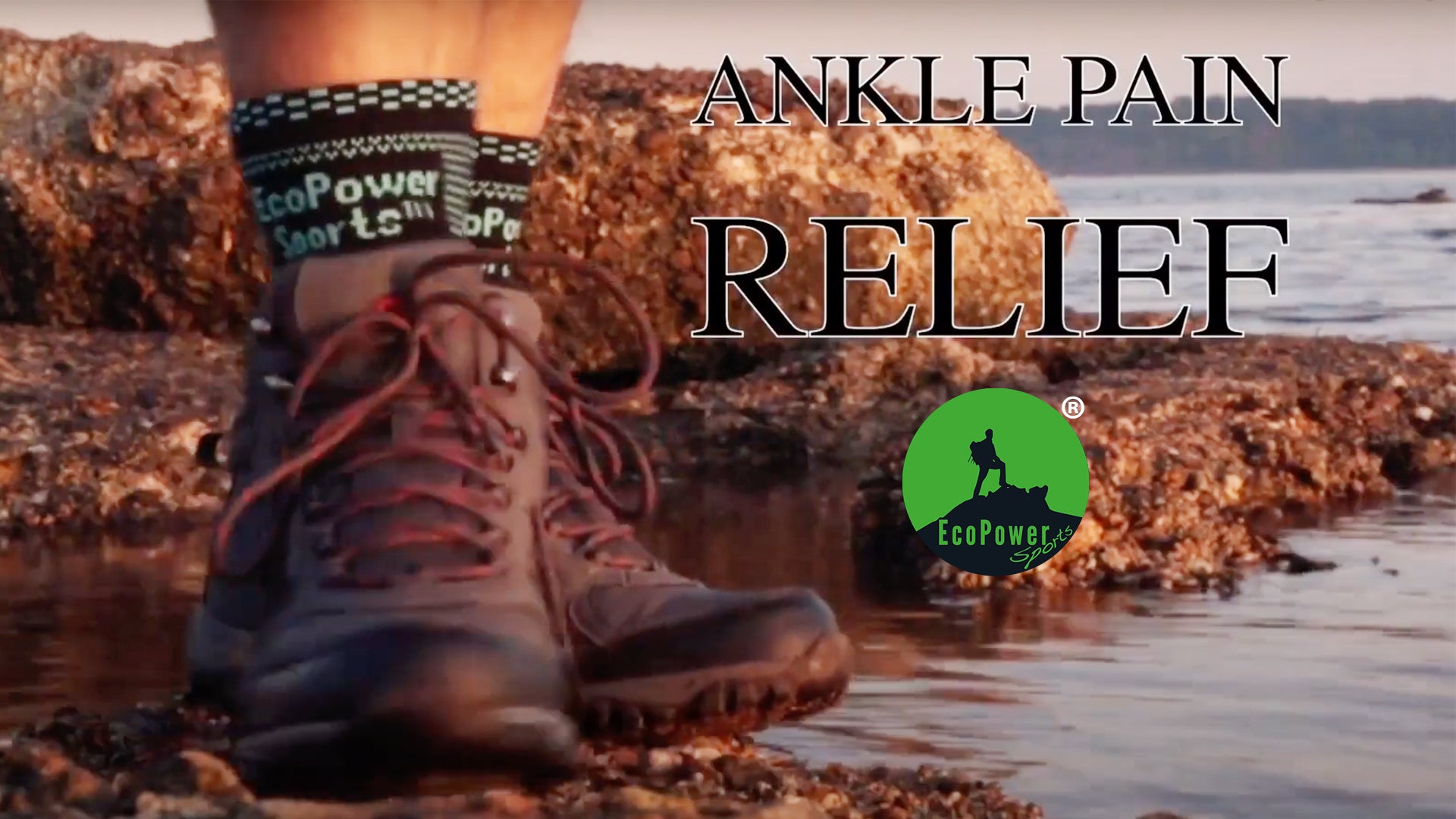 Load video: ECOPOWER SPORTS® Ankle support for ankle injury, sports and plantar fasciitis video. 1920x1080 youtube