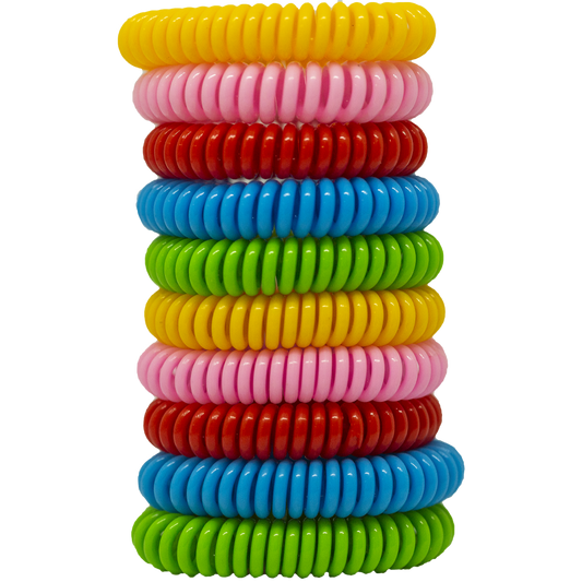 The ECOPOWER SPORTS, bugs repellent comes with 10 units in the sealable bag, in five colours, Green, yellow, blue, pink, and red.